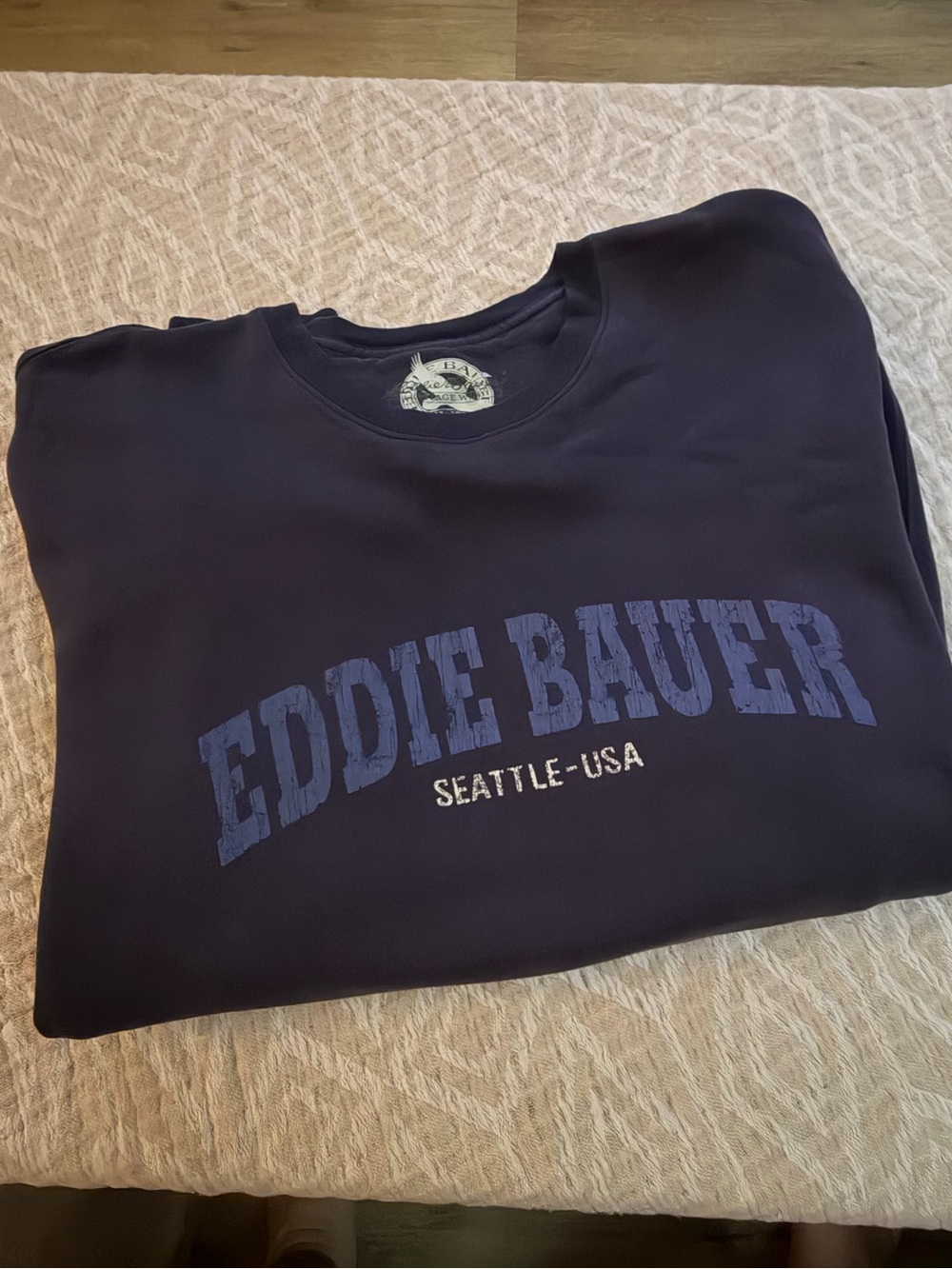 Eddie Bauer Navy Crewneck Sweatshirt with Seattle Print